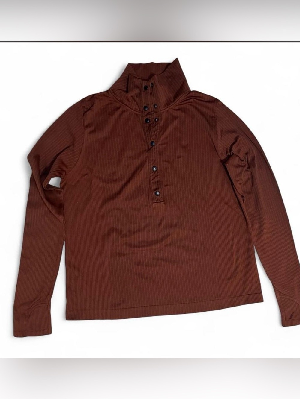 Athleta Ribbed Long-Sleeve Shirt in Chocolate Brown